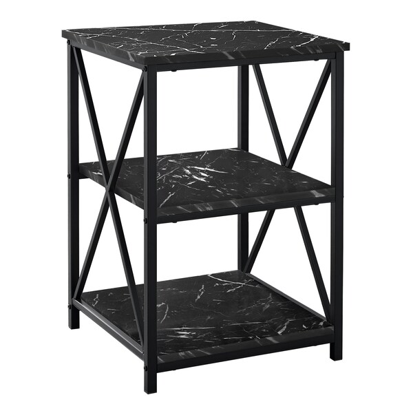 Monarch Specialties Accent Table, Side, End, Nightstand, Lamp, Living Room, Bedroom, Metal, Laminate, Black Marble Look I 3595 - main